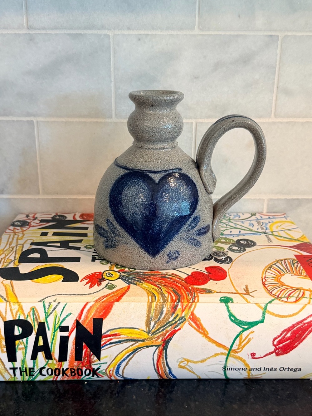 Vintage Heart Jug Bud Vase Country Home Collection Stoneware Cottagecore